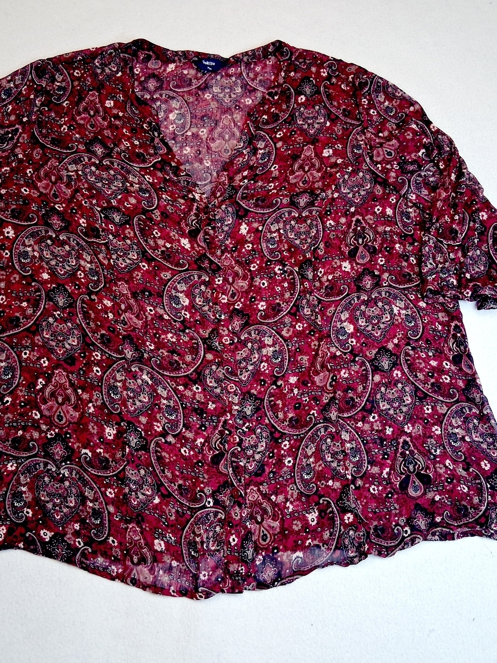 Reitmans Burgundy Paisley Button-Front Blouse